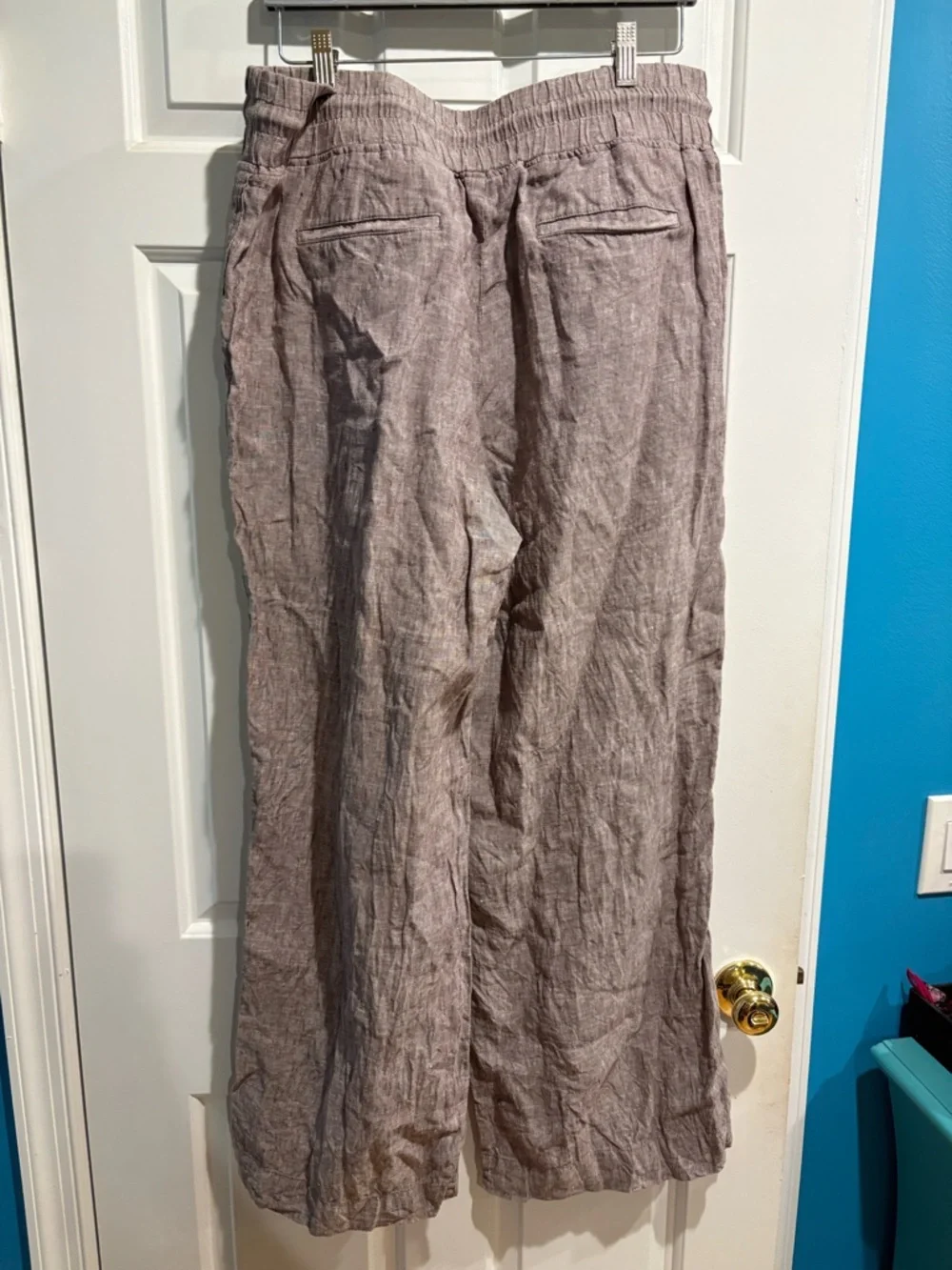 Quince European Linen Wide Leg Pants Taupe Brown sz XL